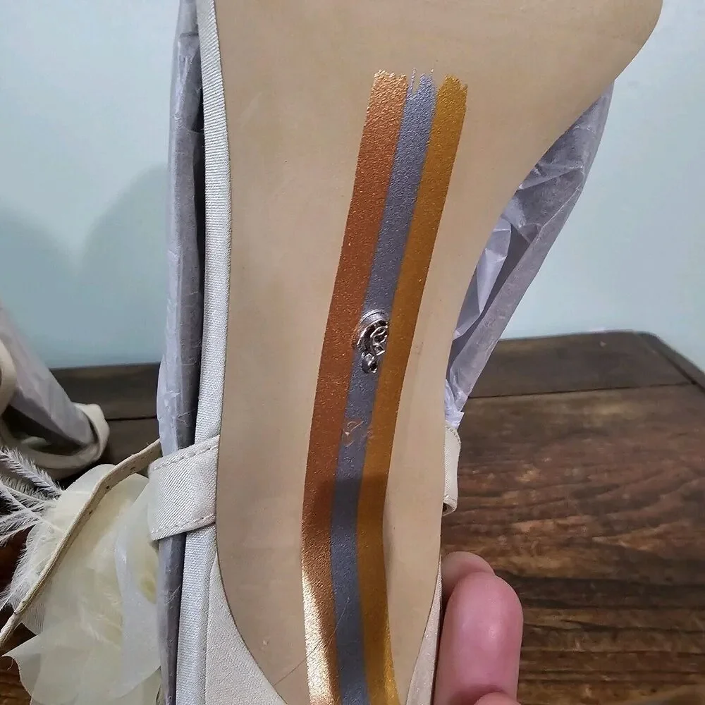 Sam Edelman‎ Leana Flower Strap Heel Pearl Ivory Silk Size 8.5